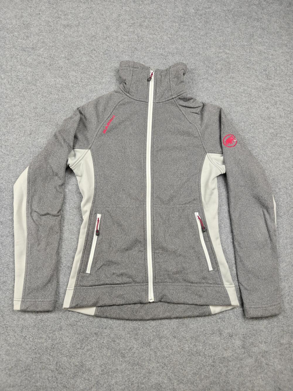 Mammut Jacket Womens XS Gray Fleece Lined Hooded Full Zip Pockets Soft